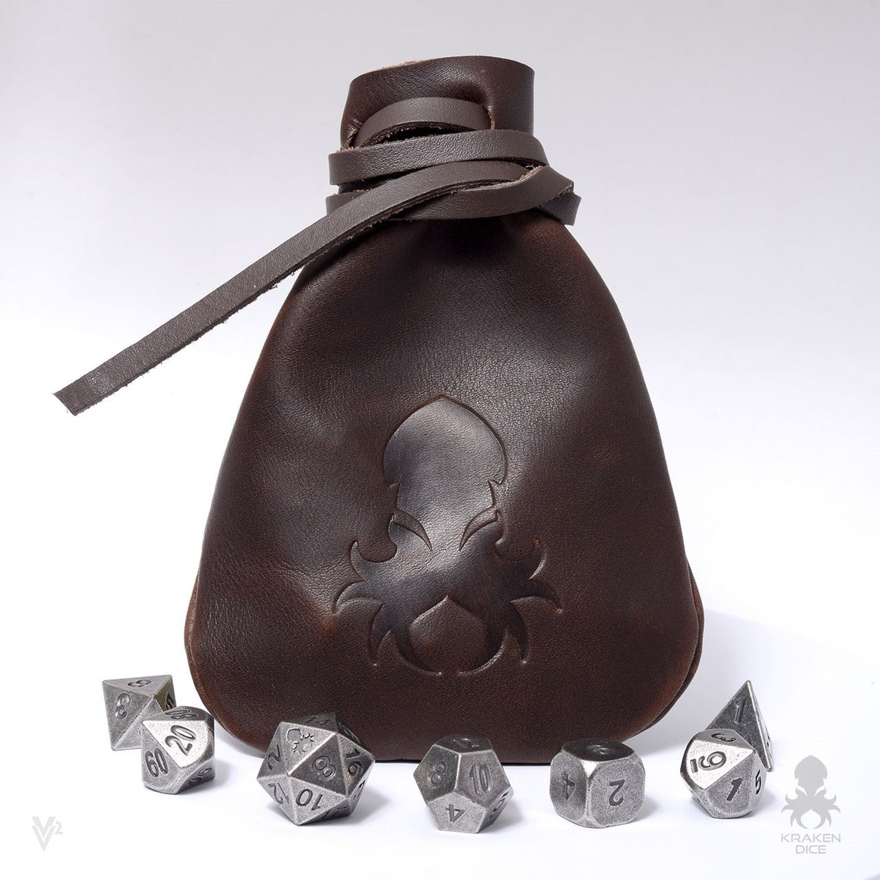 Medium Dice Bag In Brown Leather